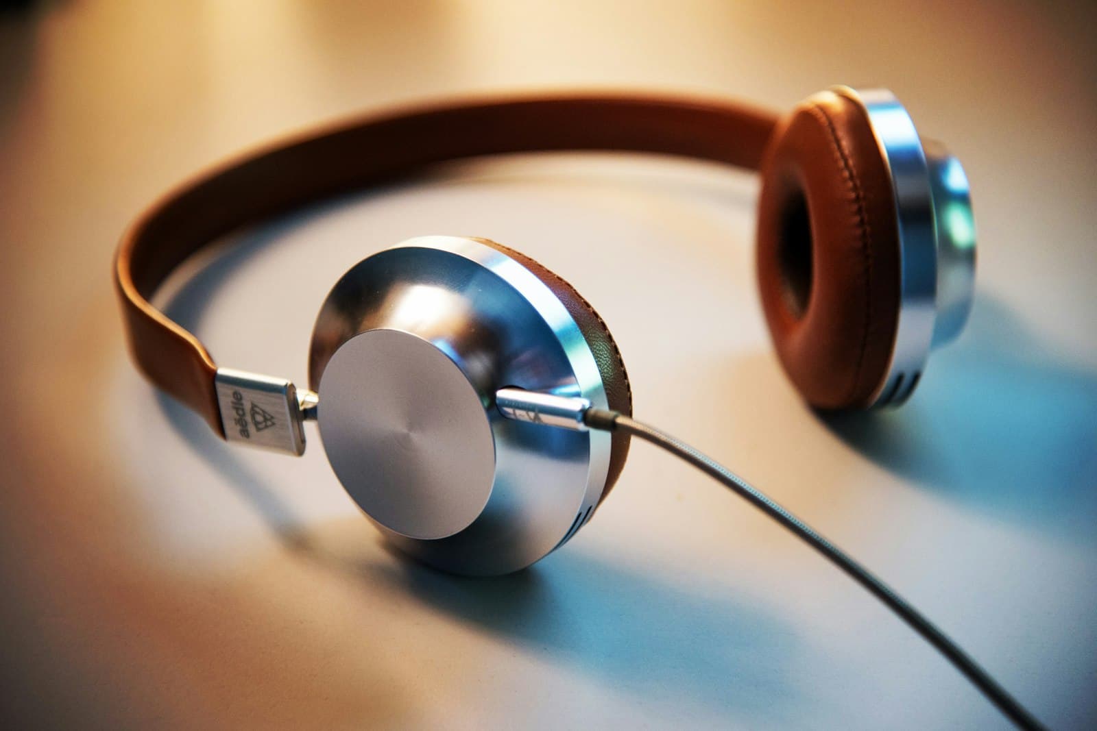 Person listening to audio on headphones